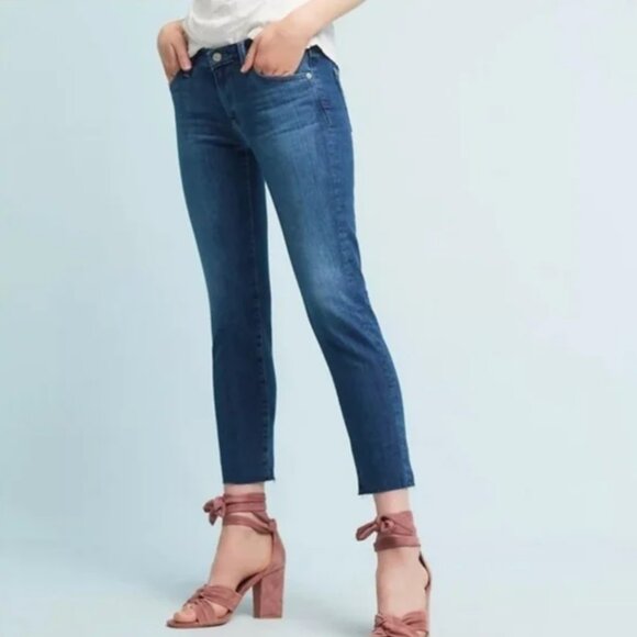 AG The Stilt Cigarette Leg Raw Hem Denim Jeans 27 - Picture 1 of 7